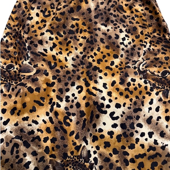 VTG Scaasi 100% Silk Cheetah Print Pencil Skirt 10P Mob Wife Indie Sleaze Luxury - Picture 2 of 6